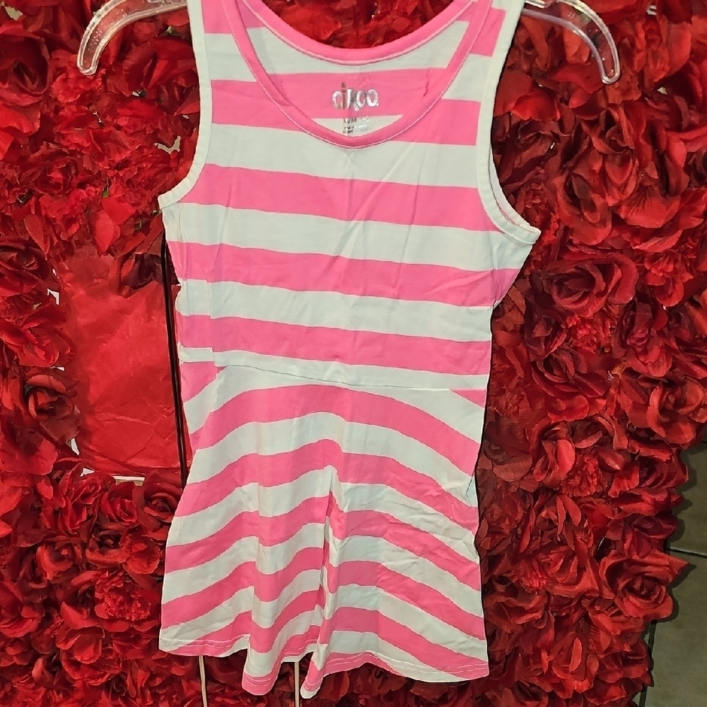 Circo Girls Pink and White Striped Kids Dress Size 7/8